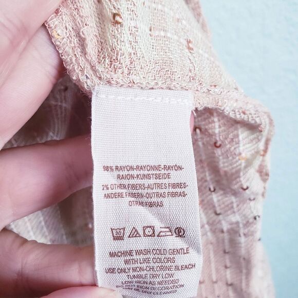 Free People Fearless Love Woven Plaid Sequin Oversized Long Sleeve Top - Picture 6 of 8